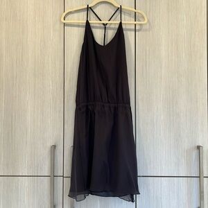 ANGL 100% Silk Strappy Mini Dress | Dark Grey | Size Medium